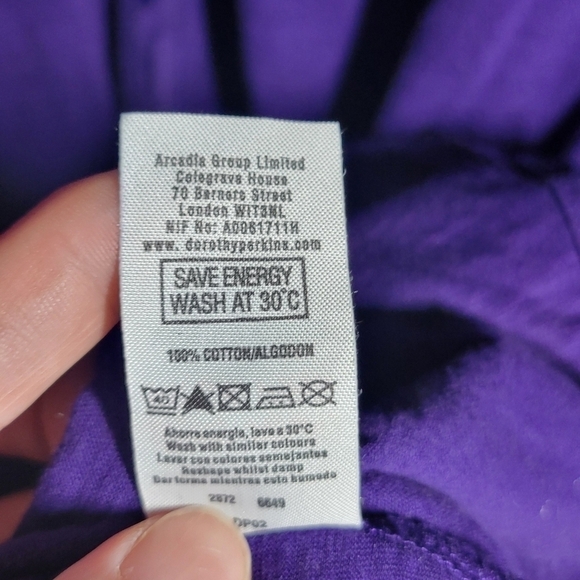 Dorothy Perkins medium uk12 purple button-down pocketed vneck cotton cardigan - Picture 7 of 7